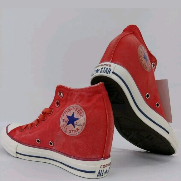converse red wedge sneakers
